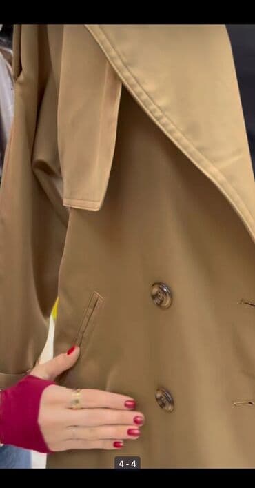 женские коричневые плащи: Uzun qadın trençkot – klassik bej/qəhvəyi ton - Model: ikiqat — 4