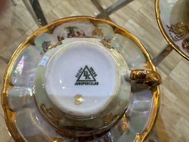 Qəhvə dəsti, rəng - Qızılı, Farfor