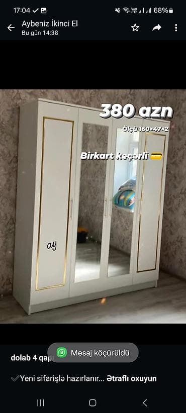 Мебель на заказ: *dolab 4 qapı* ✔️Yeni sifarişlə hazırlanır ✔️Ölçü 160×47×2rəng — 1