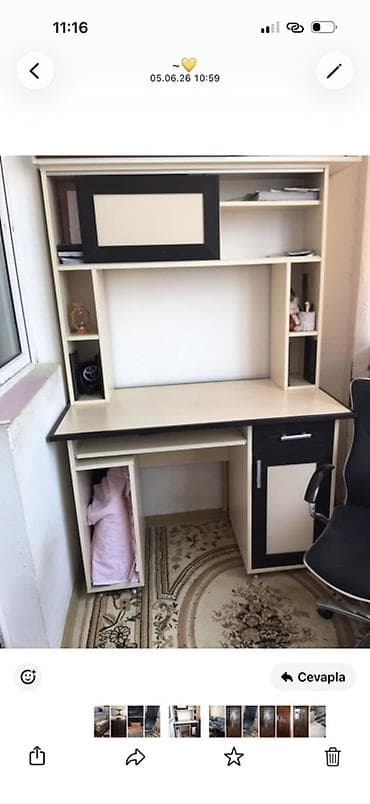 Düz masa, Polkalı, Siyirməli, Sadə laminat, Zəmanətsiz, Kredit yoxdur