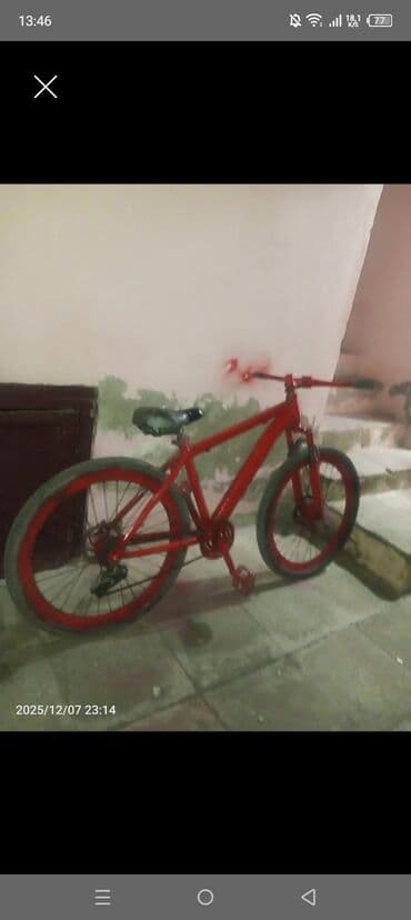 velosiped ehtiyyat hissələri: Qırmızı şəhər/mtb tipli velosiped - Güclü polad gövdə, tam qırmızı — 1