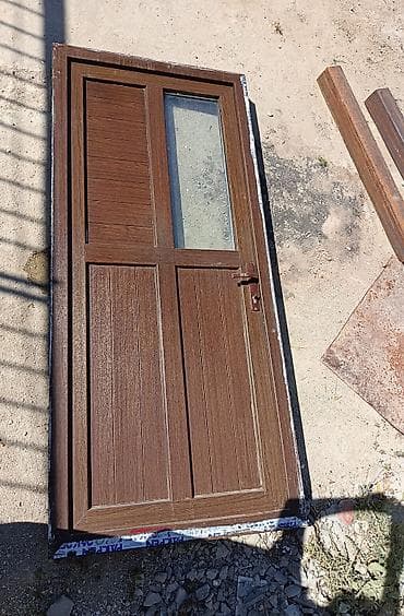 plastik ayna qapi: PVC giriş/qapı dəsti - Material: taxta teksturalı qəhvəyi PVC profil — 4