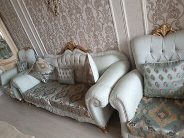 стулья и кресла: İşlənmiş, Klassik divan, Divan, 2 kreslo, Bazasız, Açılmayan — 5