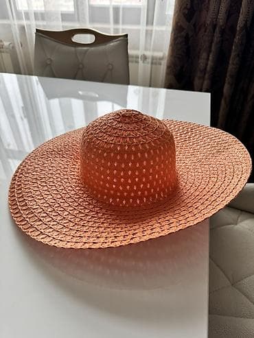 bas: Geniş kənarlı yay papağı – narıncı rəng. - Material: toxunma — 3