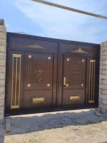 жер тошок: Железо Дворовые ворота, Распашные, 3 м, Механические, С дверью, цвет - Голубой, Нет кредита, Платная установка, Платная доставка — 47