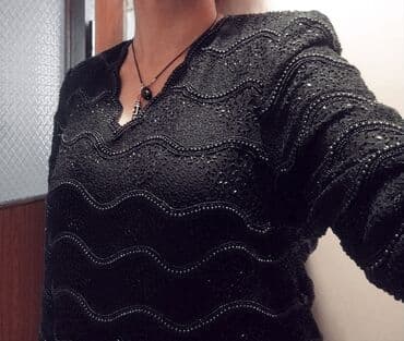 трикотажные женские кофты: Zərif qara bluz - Brend: JB Fashion (etiket mövcuddur) - Rəng: tam — 2