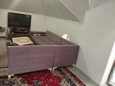 taxta masa: Künc divan dəsti – geniş U formalı model - Rəng: açıq bənövşəyi/boz — 1