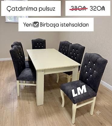 perla stul: Masa dəsti MASA +6 STULL💥 Masa bağlı: 90×1.70+6stul: 320₼ Masa — 2