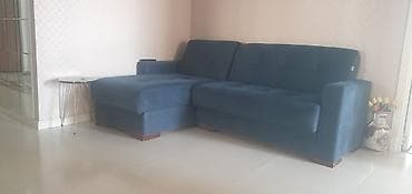 taxta stullar: Mavi rəngdə künc-divan (L-forma) - Rəng: dərin mavi - Üst material — 1