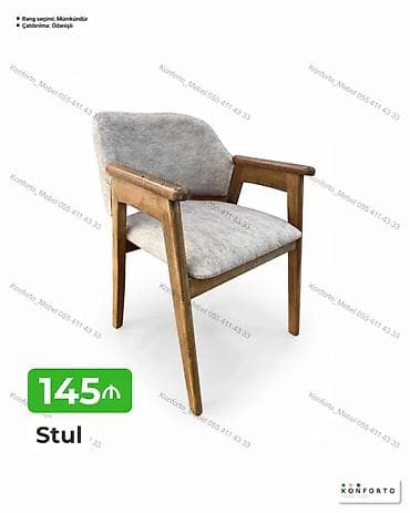balkon stul: Stul – 145₼ - Dizayn: Skandinaviya tərzində, açıq ağac çərçivə və — 1
