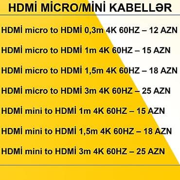 dvi kabel: HDMİ Micro/Mini Kabellər ⭐HDMİ micro to HDMİ 0,3m 4K 60HZ – 12 AZN — 3