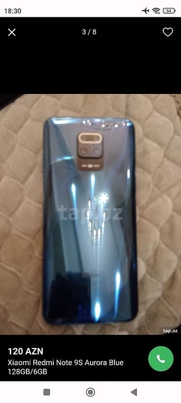 64 gb: Redmi Note 9S, 128 GB, rəng - Yaşıl, Face ID — 2