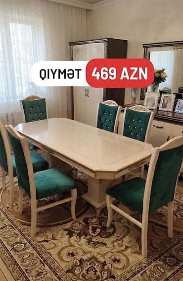 Qonaq otağı üçün, Yeni, Açılmayan, Dördbucaq masa, 6 stul — 1