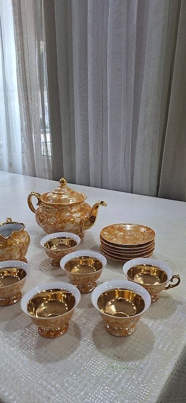 cay: Çay dəsti, rəng - Qızılı, 6 nəfərlik, Polşa — 4