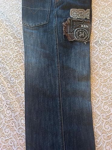 duyməli: Uşaq cins şalvarı - Material: qalın denim (tünd⅞ mavi). - Dizayn — 7