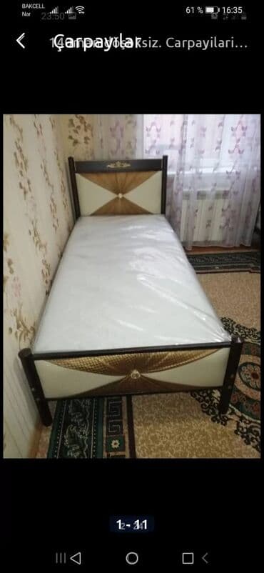 ucuz tek kravatlar: Односпальная кровать, Без подьемного механизма, Бесплатный матрас, Без выдвижных ящиков, Азербайджан, Металл — 8