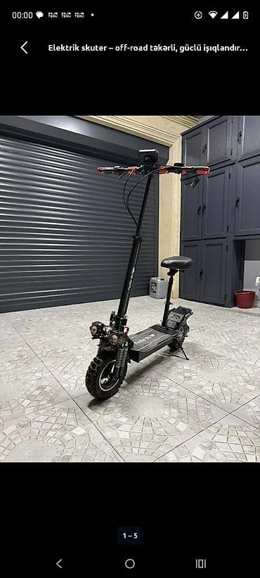 elektirikli mapet: Elektrik skuter – off-road təkərli, güclü işıqlandırma və oturacaqlı — 1