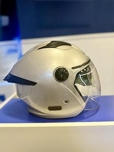 cg motor: BK motosiklet dəbilqəsi – gümüşü rəng, açıq (open-face) tip — 4