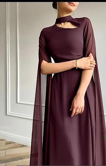 puff oda 7000: Zərif gecə/libas – qehveyi rəngdə uzun model - Rəng: qehveyi - — 1