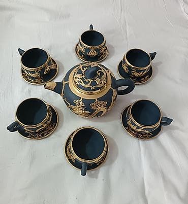 Qab-qacaq və mətbəx ləvazimatları: Çay dəsti, rəng - Göy, Keramika — 6