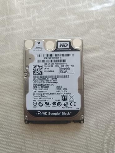 komputer 16 gb ram: WD Scorpio Black 2.5" HDD – 250 GB - Brend/model: Western Digital — 2