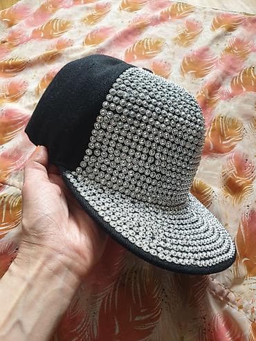 Qara snapback papaq – daşlı dizayn - Model: snapback, arxası — 1