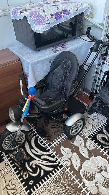 Uşaq üçtəkərli velosipedi (parental handle ilə) - Rəng: qara/gümüş - — 1