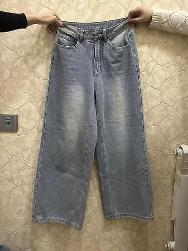 şalvar cins: Geniş kəsimli açıq-mavi cins şalvar - Model: Wide-leg/straight — 1