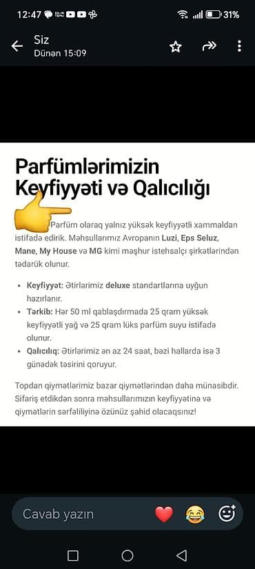 Parfüm yağları – müxtəlif ətir nüansları ilə Həcm və qiymətlər — 4