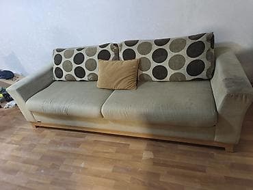 krep parca: Üç nəfərlik geniş divan - Rəng: açıq oliu/bej tonlarında oturacaq və — 3