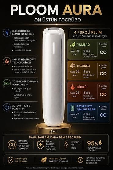 slim lux cofe: Mükəmməl vəziyyətdə, tamamilə yeni kimi olan Ploom Aura (Ağ rəng) — 1