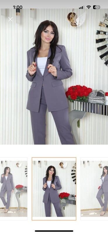 üçlü qadın kostyumları: Boz rəngdə qadın kostyumu, rəsmi görüşlərdə və ya ziyafətlərdə — 2