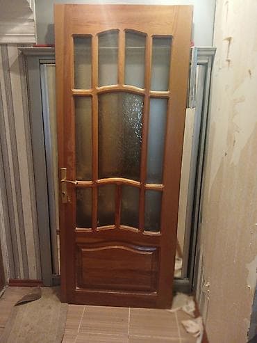 qifil sekilleri: Şüşəli taxta otaq qapısı - Material: təbii ağac (açıq qəhvəyi/mat-lak — 2