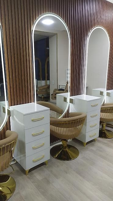 Салонные, медицинские комплекты мебели: Gözəllik salonu üçün vizaj/stilist iş stansiyası dəsti - LED işıqlı — 1