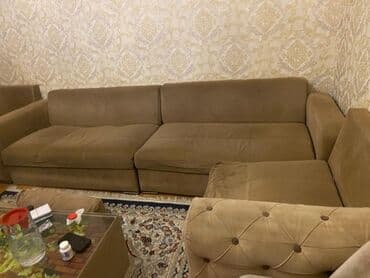 islenmis divan kreslo satiram: Bazali divandır kunc divandır yaxşı veziyyetdedir — 3