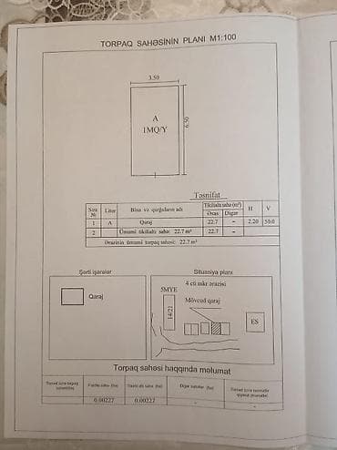 Дачи: Sənədlidir,material paxlava metaldandır,en 3.5m uzunluğu 6.50 m — 3