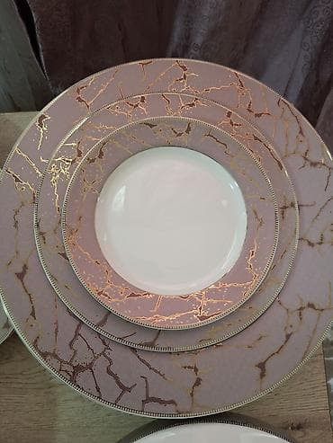 dəst: Nahar dəsti, rəng - Qızılı, Farfor, 12 nəfərlik — 3