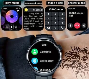 addım olcən saat: Smart saat, Sensor ekran, rəng - Qara — 3