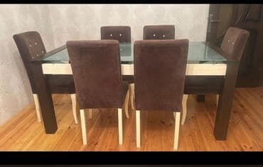 Qonaq otağı üçün, Dördbucaq masa, 6 stul