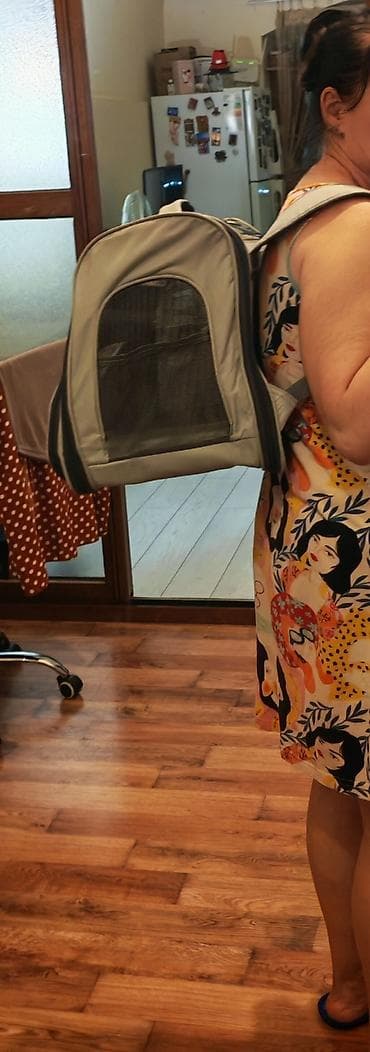 Heyvanlar üçün mallar: Ev heyvanları üçün daşıma çantası/backpack tipli daşıyıcı. Açıq boz — 10
