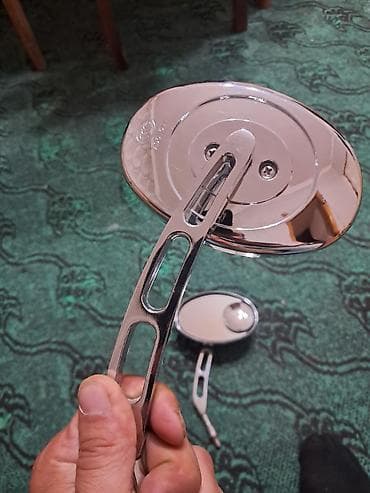 Motosiklet üçün oval arxa baxış güzgüləri (cüt) - Material: xrom — 5