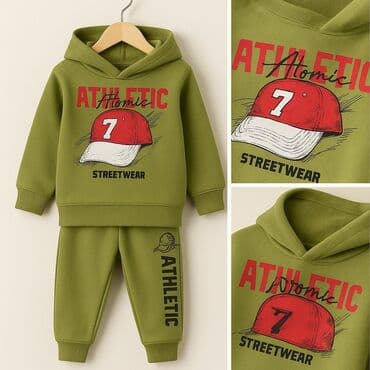 Bayram kostyumları: Uşaq üçün iki hissəli idman dəsti – kapüşonlu svitşot və şalvar — 7