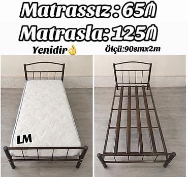 Metall çarpayı – tək nəfərlik model - Ölçü: 90 sm x 2 m - Karkas — 1