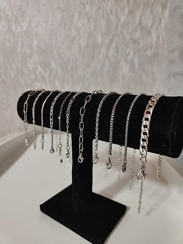 ucuz rolex saat: Gümüş rəngli zəncir qolbaqlar – müxtəlif modellər, 1-2 di 925 əyyar — 1