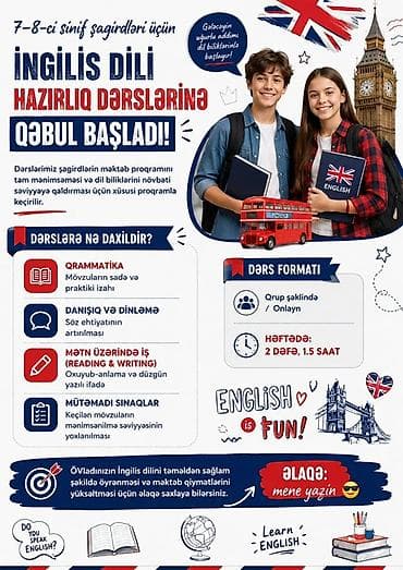 uşaq sacı: Xarici dil kursu, İngilis dili, Uşaqlar üçün — 1