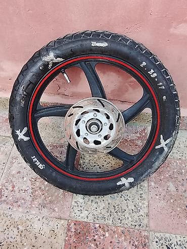 07 ehtiyat hisseleri: Moped/motosiklet üçün komplekt ön təkər və disk - Ölçü: 2.75-17 (şin — 2