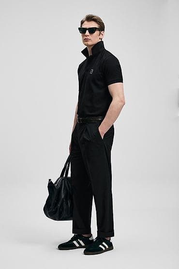 Lufian polo köynəyi – qara rəng - Minimalist dizayn, sinə hissəsində — 4