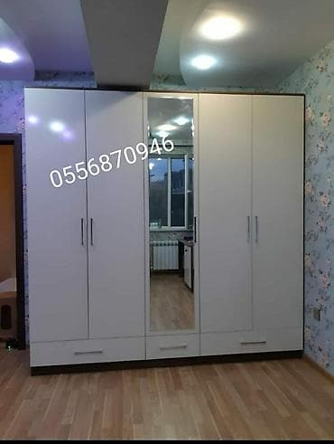 metbex skaf: Yeni, 5 qapı, Güzgülü, Ağ, Digər material, Açılan, Düz dolab — 1