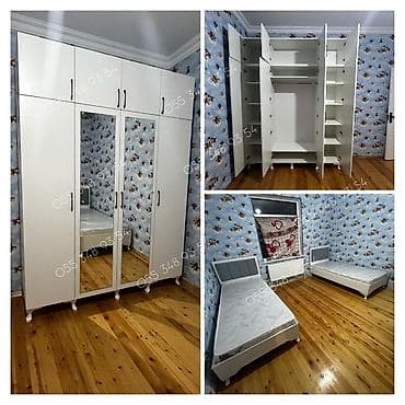Oğlan və qız üçün, Yeni, 2 təknəfərlik çarpayı, Dolab — 1