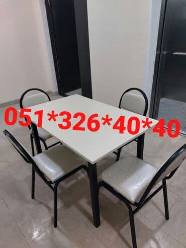 Masa və oturacaq dəstləri: Qonaq otağı üçün, Yeni, Dördbucaq masa, 4 stul — 5